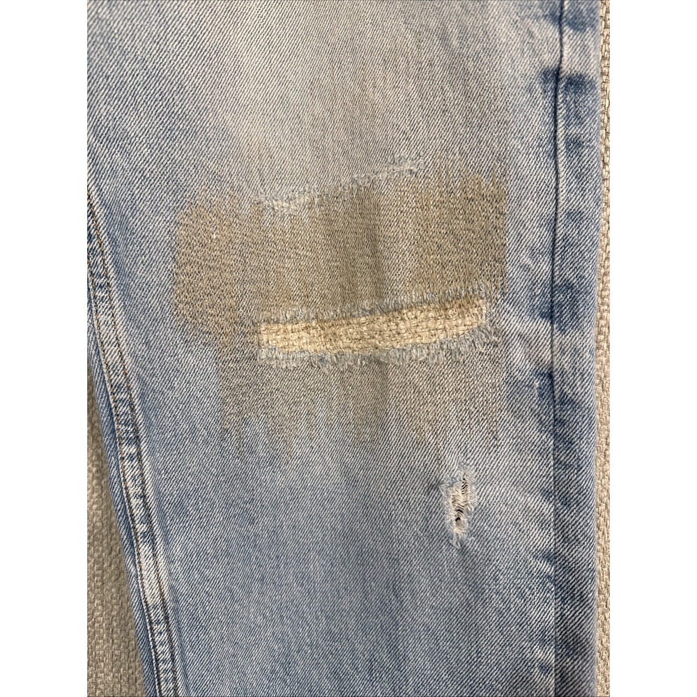 We The Free People Jeans Size 31 Blue High Rise Vixen Distressed Denim Straight - Picture 2 of 8